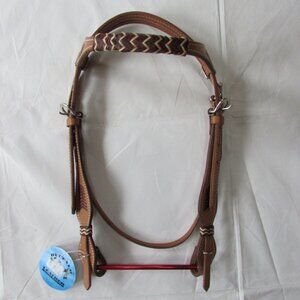 Buffalo Leather Light Rawhide Chevron Browband Headstall 2902